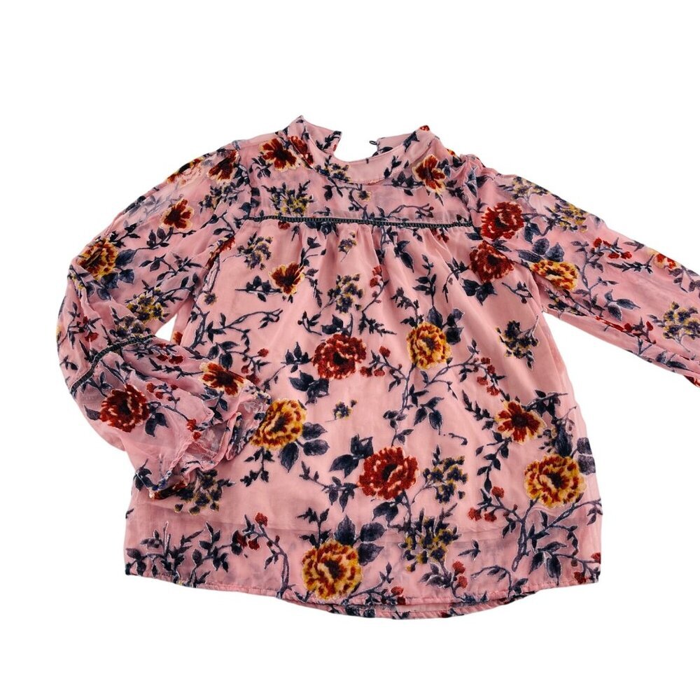 Miss Me Womens Floral Pink Long Sleeve Blouse‎ Size M